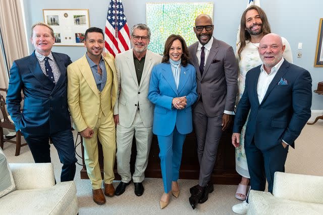 <p>Lawrence Jackson, The White House</p> Vice President Kamala Harris with the cast and creators of 'Queer Eye'