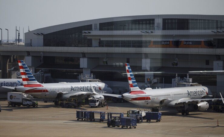 American Airlines planes at Dallas Fort Worth International Airport.