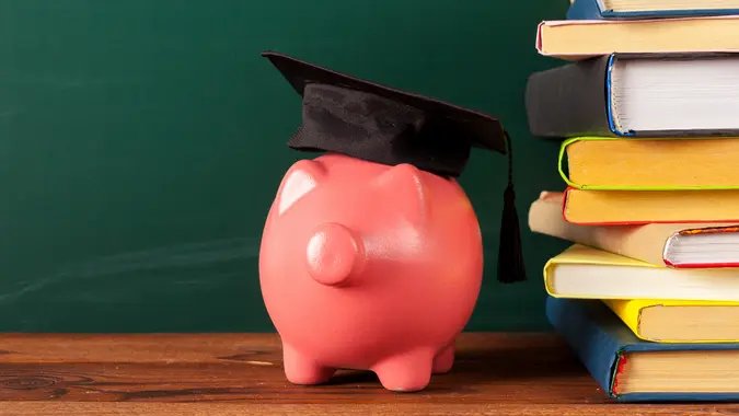 piggy bank with graduation cap