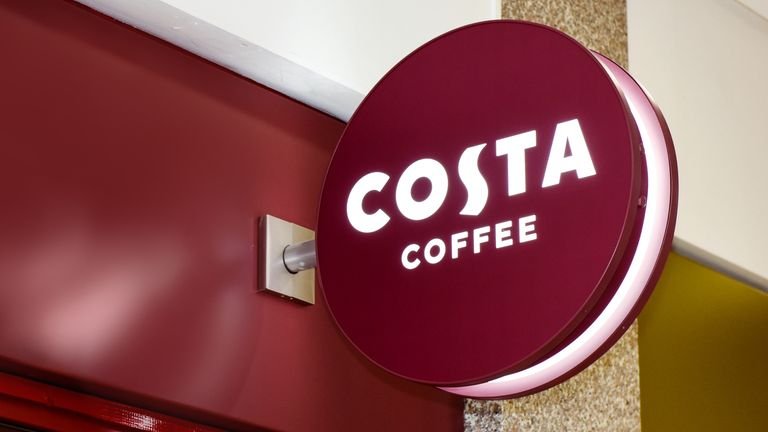 EMBARGOED TO 0001 THURSDAY JUNE 18 Undated handout photo issued by Costa Coffee of one of their sign, as thousands of their caf??s will be opening their doors by the end of June after three months of closure.