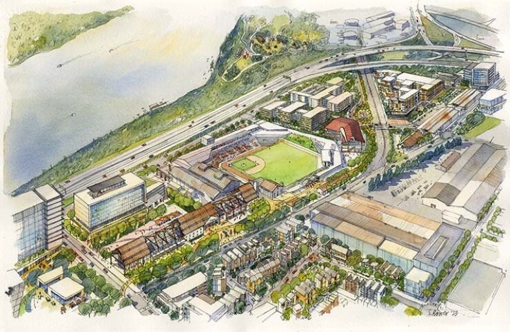 Rendering of Chattanooga Lookouts baseball park