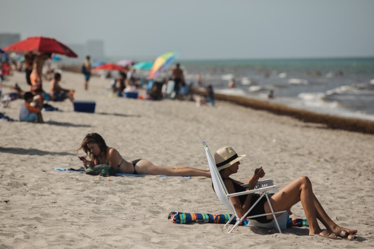 Hollywood, Florida beach in June 2020