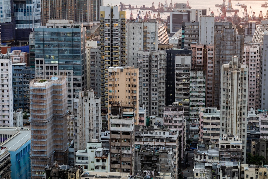 Old apartment buildings.