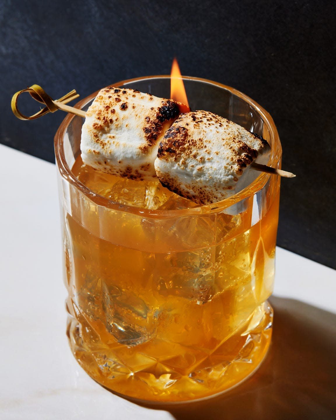 campfire mules with a torched marshmallow garnish