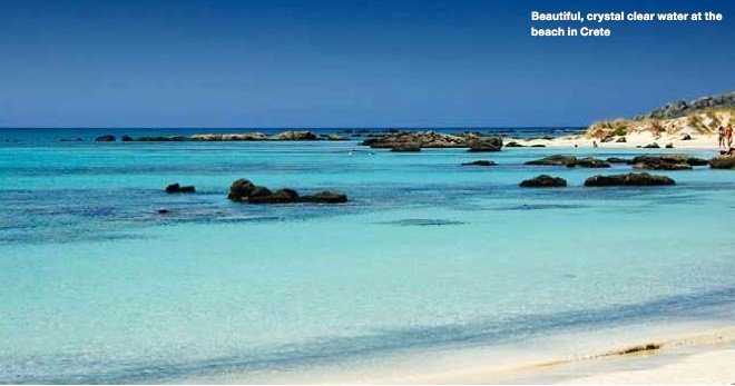 Beautiful, crystal clear water at the beach in Crete