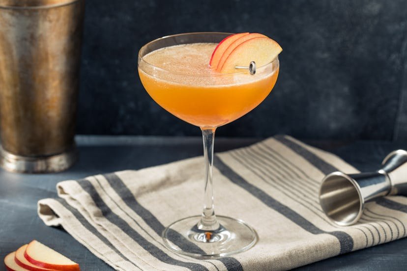 Boozy Refreshing Apple Martini Cocktail in a Coupe