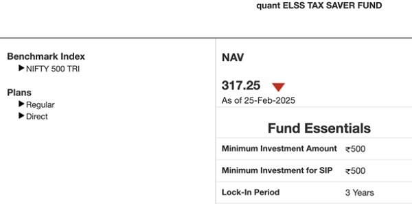 Quant ELSS tax saver fund