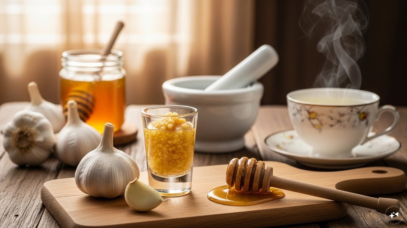 Garlic and Honey Tonic: Mash a clove of garlic and mix with honey. You can have this as a shot or dilute in warm water. Antiviral and great for respiratory health. Garlic and Honey Tonic: Mash a clove of garlic and mix with honey. You can have this as a shot or dilute in warm water. Antiviral and great for respiratory health.