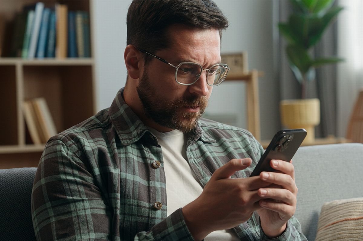 A man checks his finances