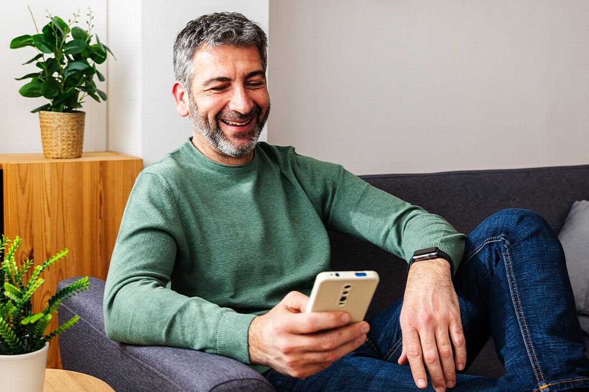 A man checks his finances