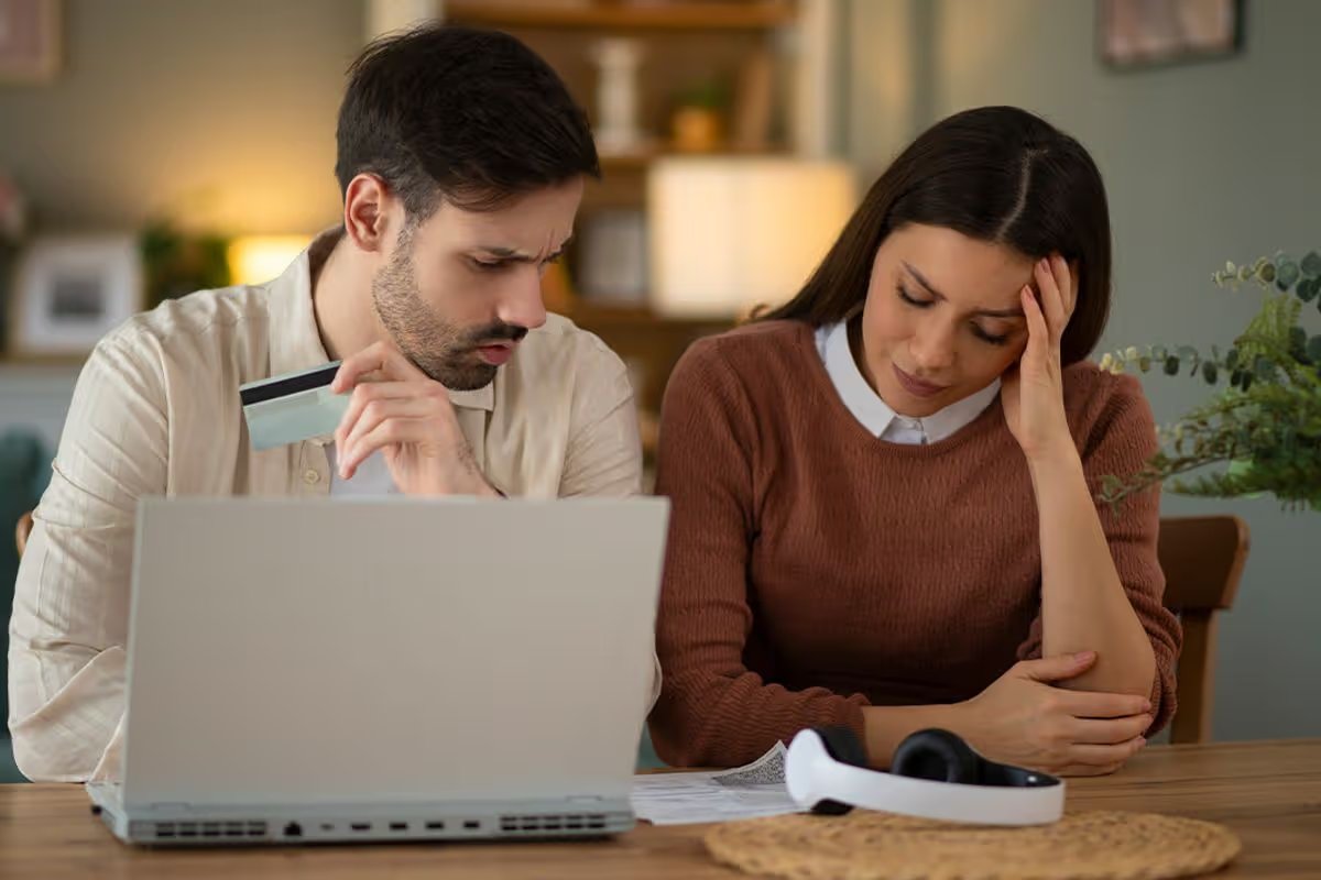 A couple check their finances
