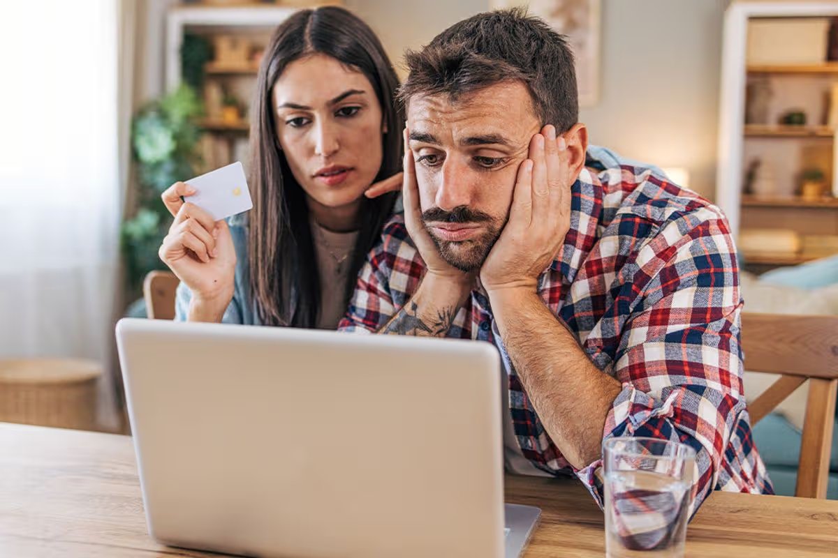 A couple check their finances