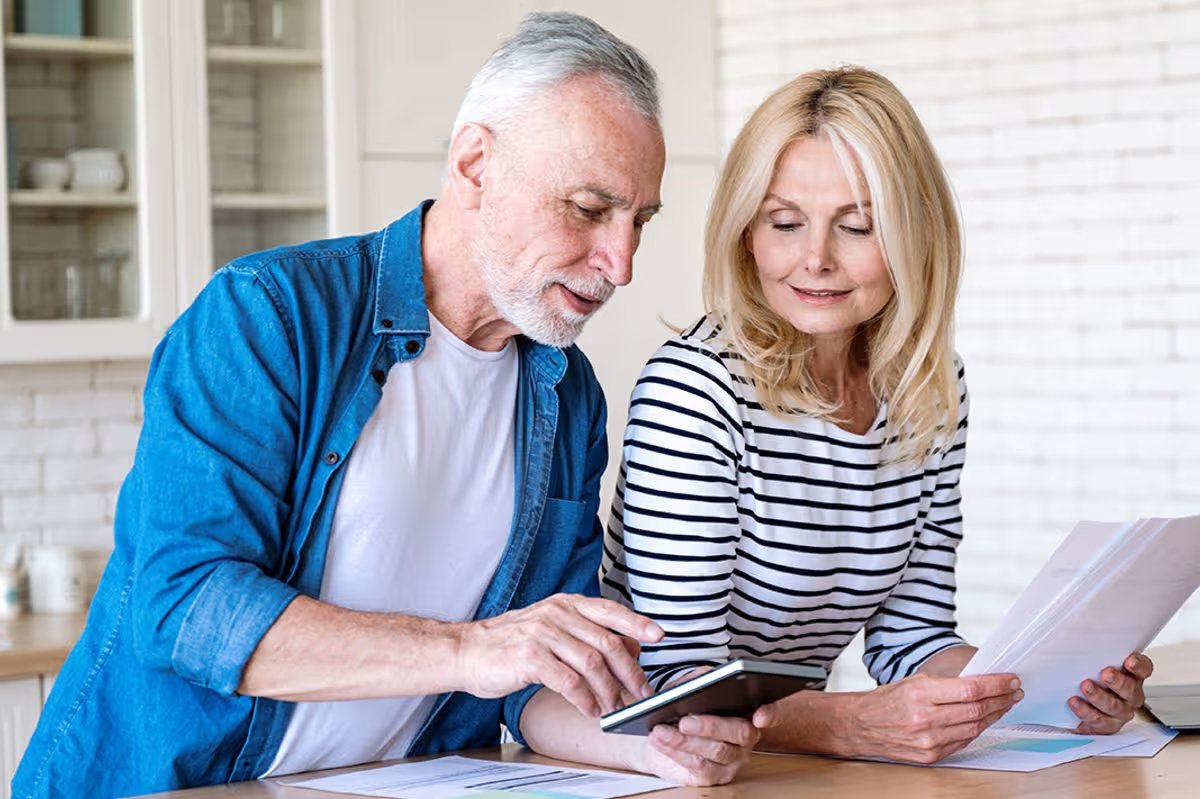 A couple check their finances