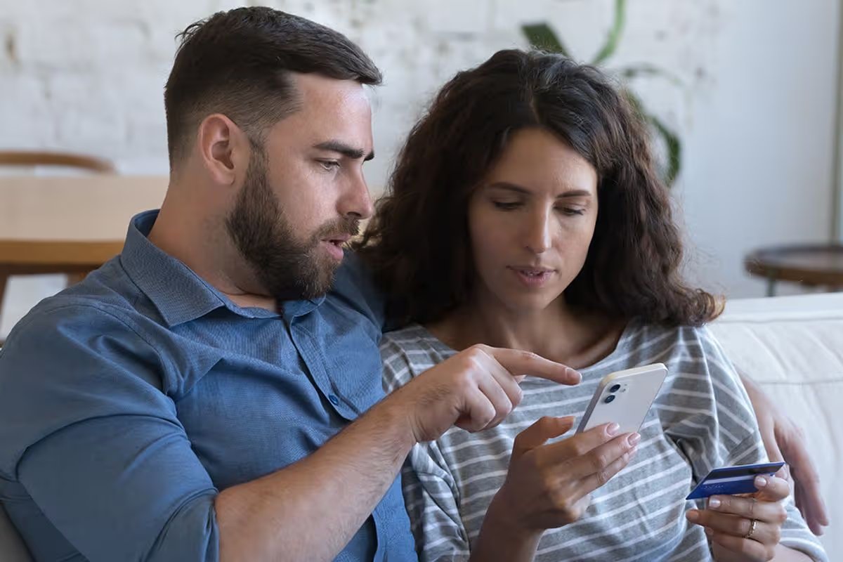 A couple check their finances