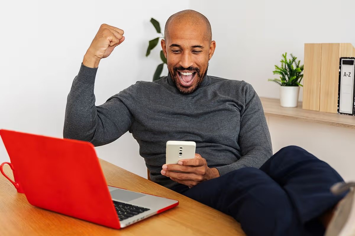 A man celebrating