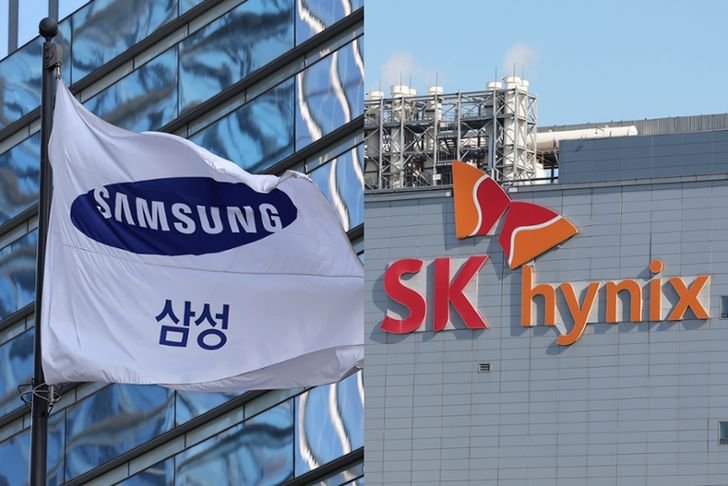Headquarters of two chipmakers, Samsung Electronics, left, and SK hynix / Yonhap