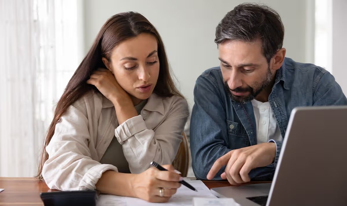 A couple check their finances
