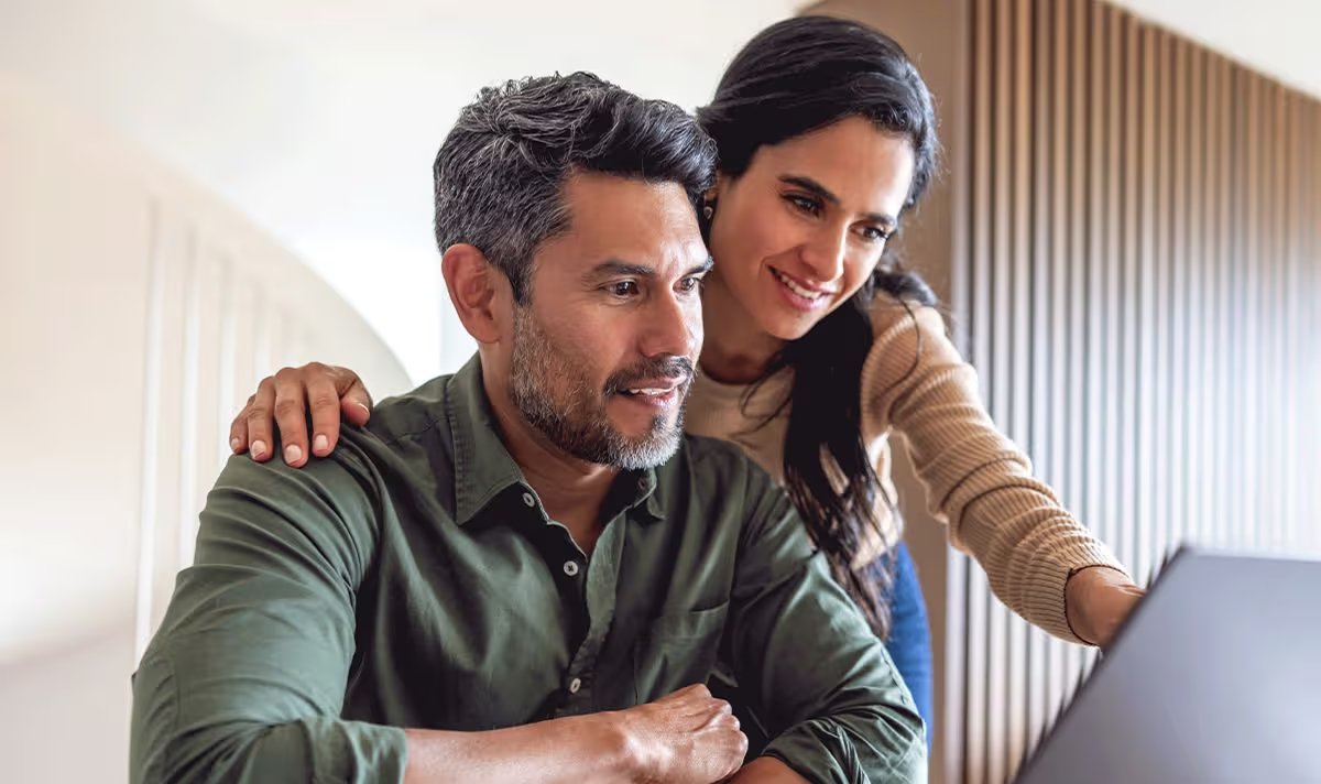 A couple check their finances