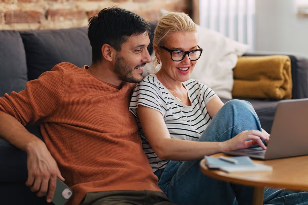 A couple check their finances