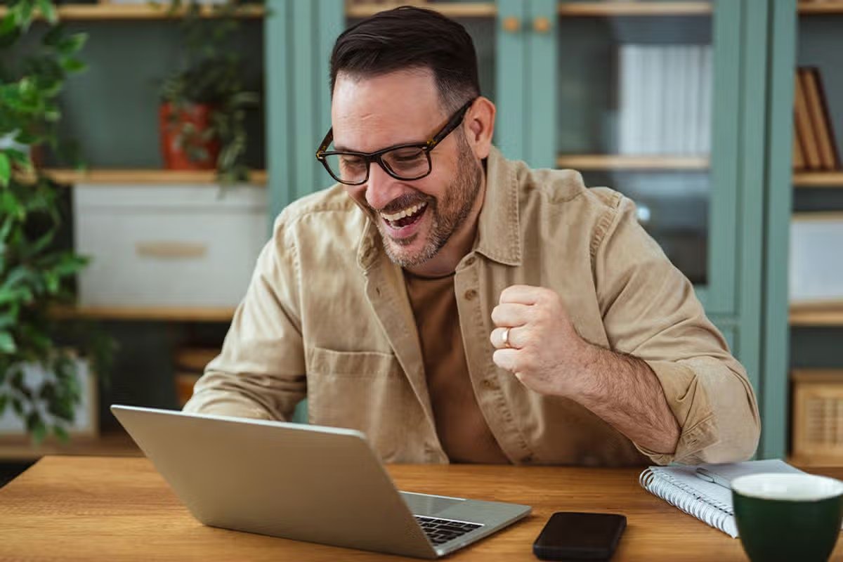 A man checks his finances